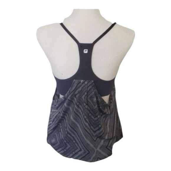 Fabletics Built In Bra Active Tank Top Size M Gray Aztec Patterned Workout - Picture 11 of 12